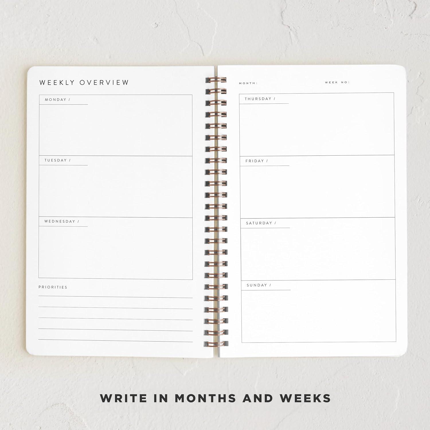 imageMinted Birds 2026 Weekly amp Monthly Undated Planner 55 x 85 Minimalist Spiral Bound Planner Notebook 132 Pages Elegant Undated Calendar Organizer for Work School amp HomeWild meadow