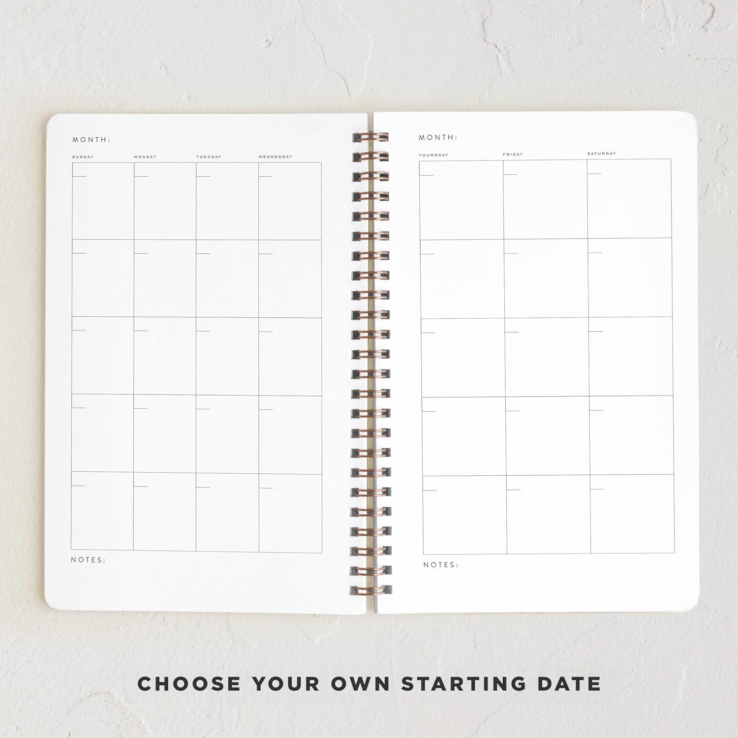 imageMinted Birds 2026 Weekly amp Monthly Undated Planner 55 x 85 Minimalist Spiral Bound Planner Notebook 132 Pages Elegant Undated Calendar Organizer for Work School amp HomeWild meadow