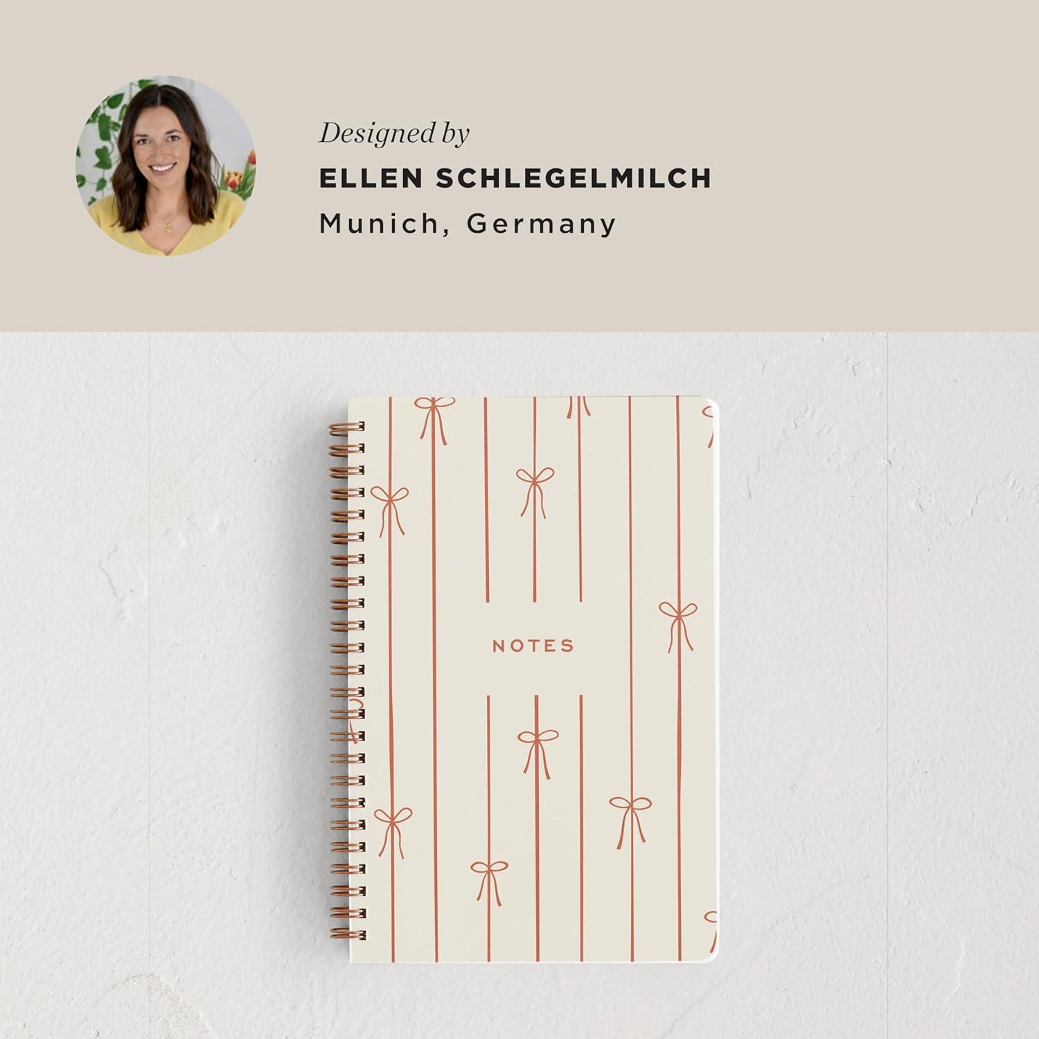 imageMinted Birds Notebook Writing Journal for Notes amp Journaling Durable Paper Cover Modern Aesthetic Colorful amp Simple Spiral Bound Journal Notebook with 160 Lined Pages 55 x 85Red Bow