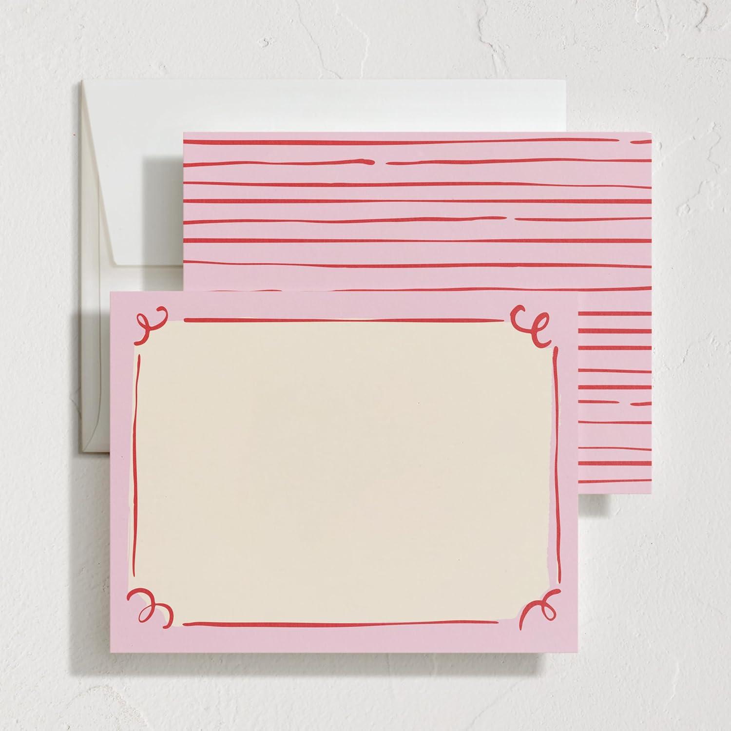 imageMinted Cheerful Valentines Day Stationery Set Set of 10 Flat Note Cards amp Envelopes for Invitiations and Handwritten Thank You Messages Rainbow with Heart Accent Gifts for TeachersCurly Corners