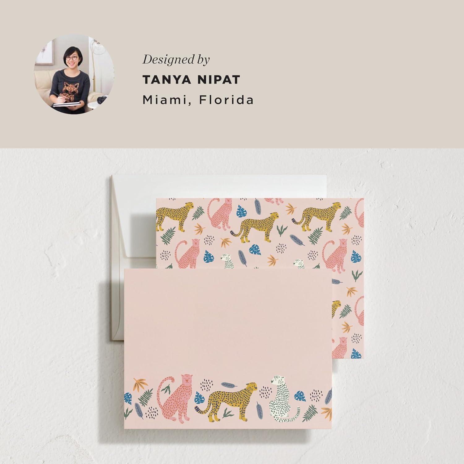 imageMinted Cheerful Valentines Day Stationery Set Set of 10 Flat Note Cards amp Envelopes for Invitiations and Handwritten Thank You Messages Rainbow with Heart Accent Gifts for TeachersSweet tropical