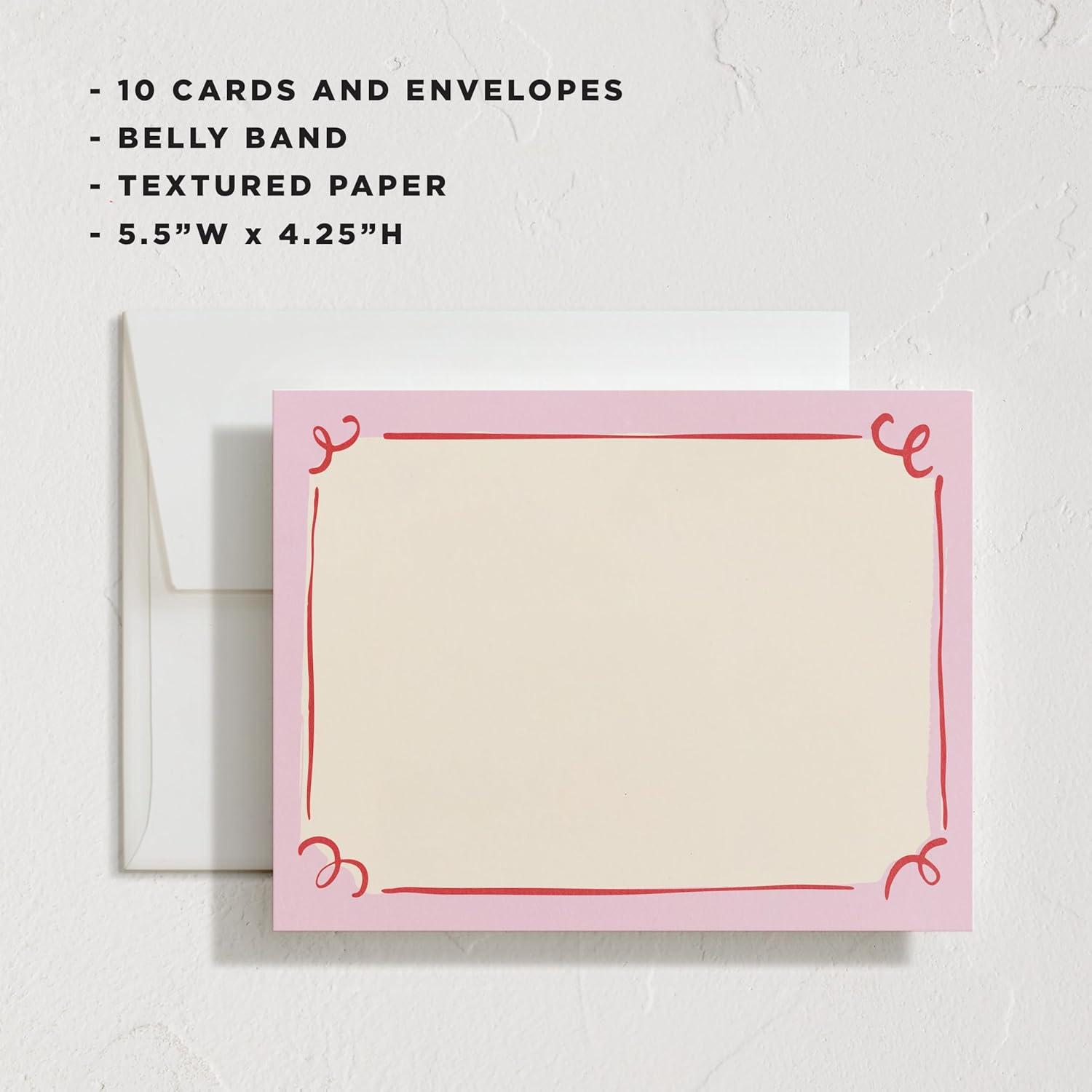 imageMinted Cheerful Valentines Day Stationery Set Set of 10 Flat Note Cards amp Envelopes for Invitiations and Handwritten Thank You Messages Rainbow with Heart Accent Gifts for TeachersCurly Corners