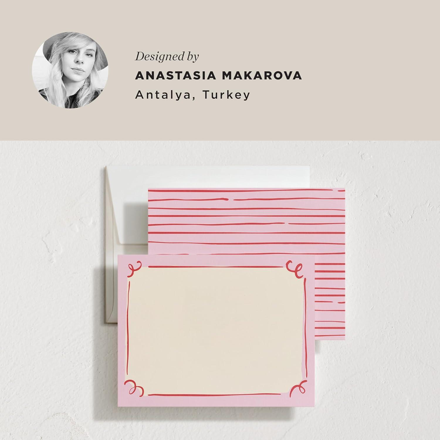 imageMinted Cheerful Valentines Day Stationery Set Set of 10 Flat Note Cards amp Envelopes for Invitiations and Handwritten Thank You Messages Rainbow with Heart Accent Gifts for TeachersCurly Corners