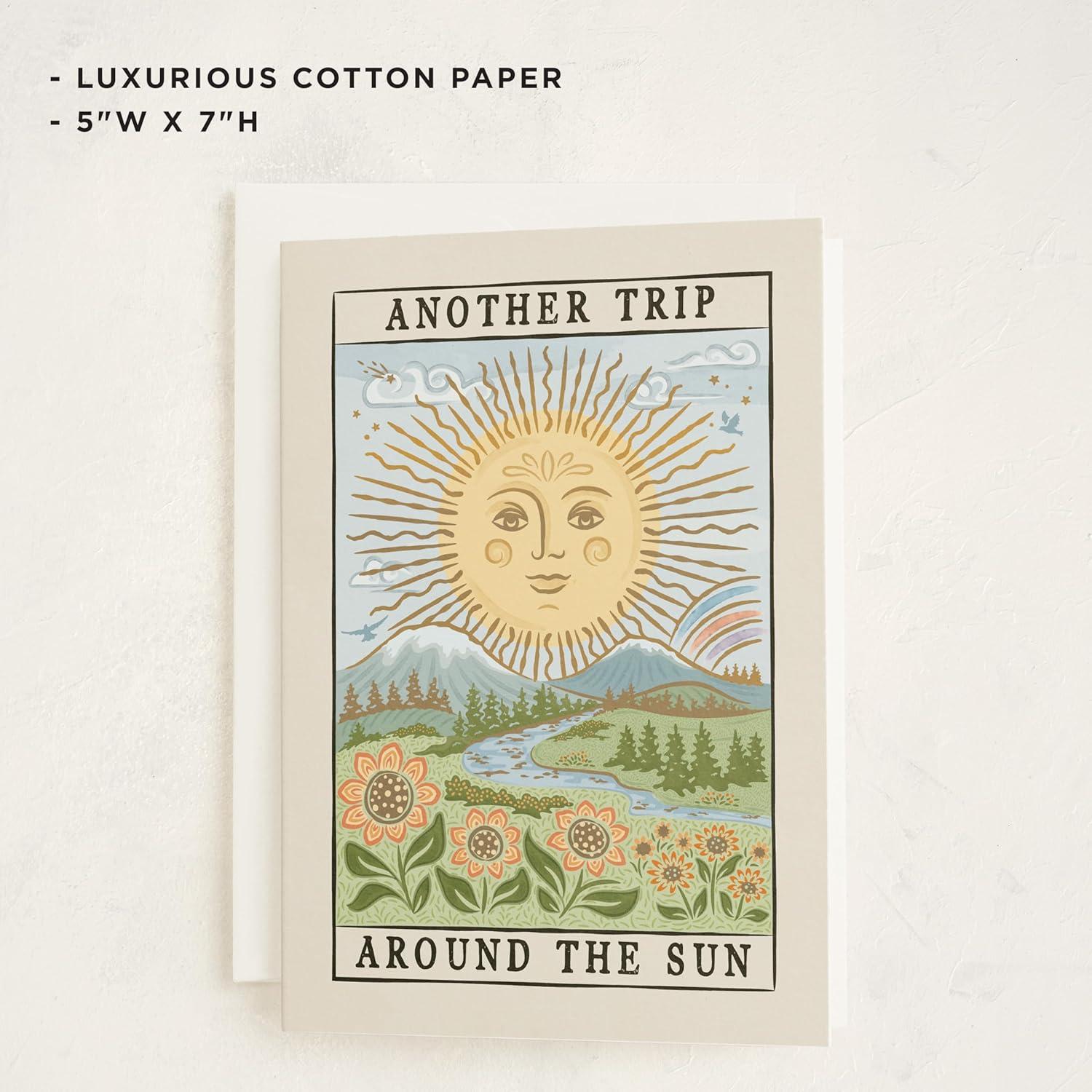 imageMinted Flower Cheers Wedding Card with Gold Foil Champagne Coupes Floral Garnish Illustration Elegant Toast Celebration Greeting for Newlyweds Engagement Bridal Shower Anniversary CongratulationsGolden Sun Tarot Birthday Card