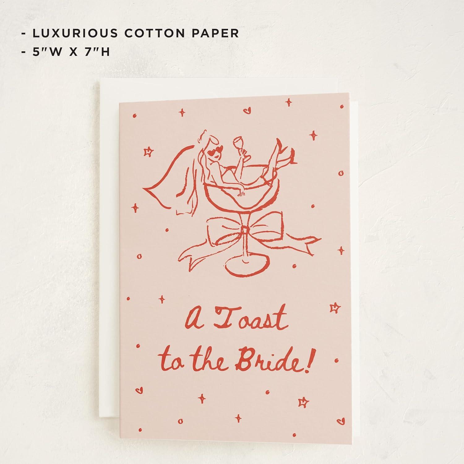 imageMinted Flower Cheers Wedding Card with Gold Foil Champagne Coupes Floral Garnish Illustration Elegant Toast Celebration Greeting for Newlyweds Engagement Bridal Shower Anniversary CongratulationsCheers to Love