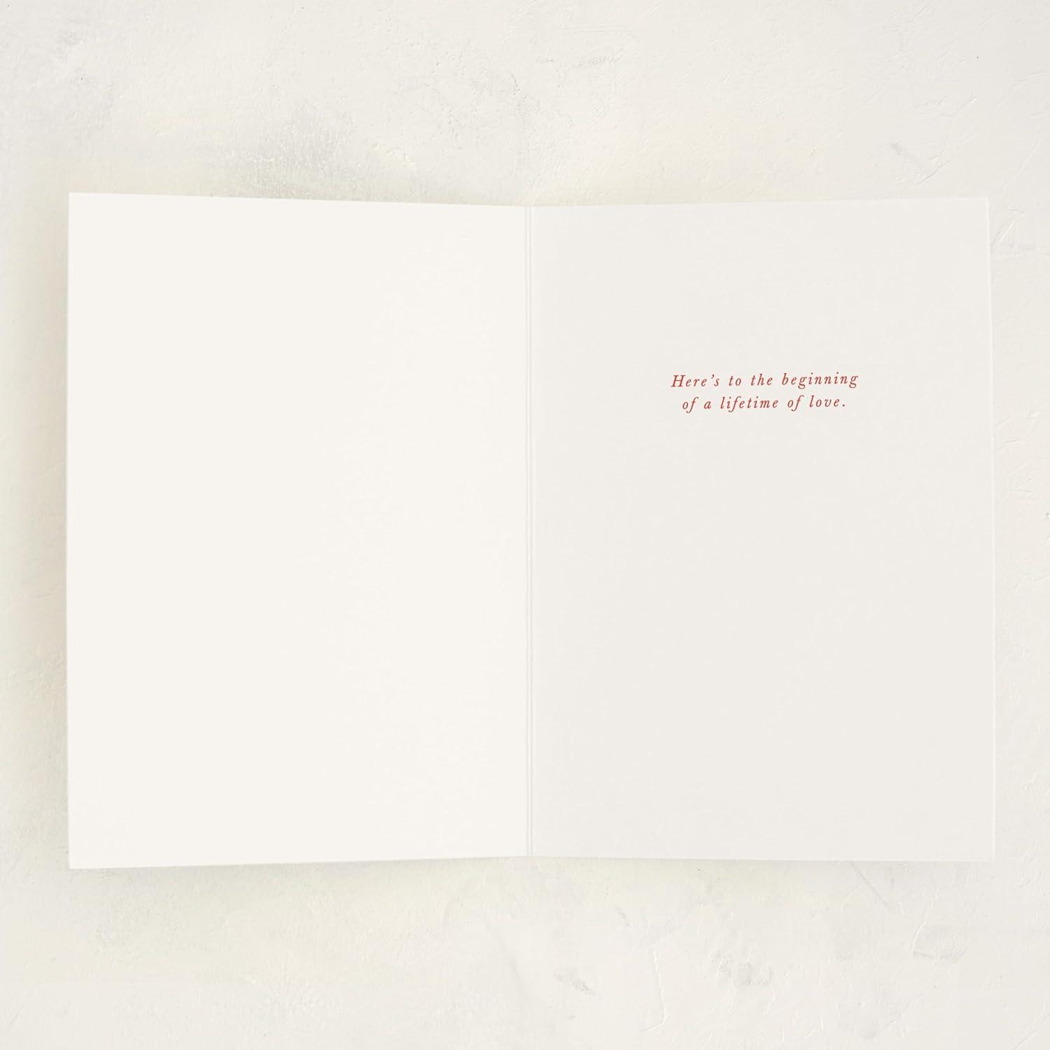 imageMinted Flower Cheers Wedding Card with Gold Foil Champagne Coupes Floral Garnish Illustration Elegant Toast Celebration Greeting for Newlyweds Engagement Bridal Shower Anniversary CongratulationsCheers to Love