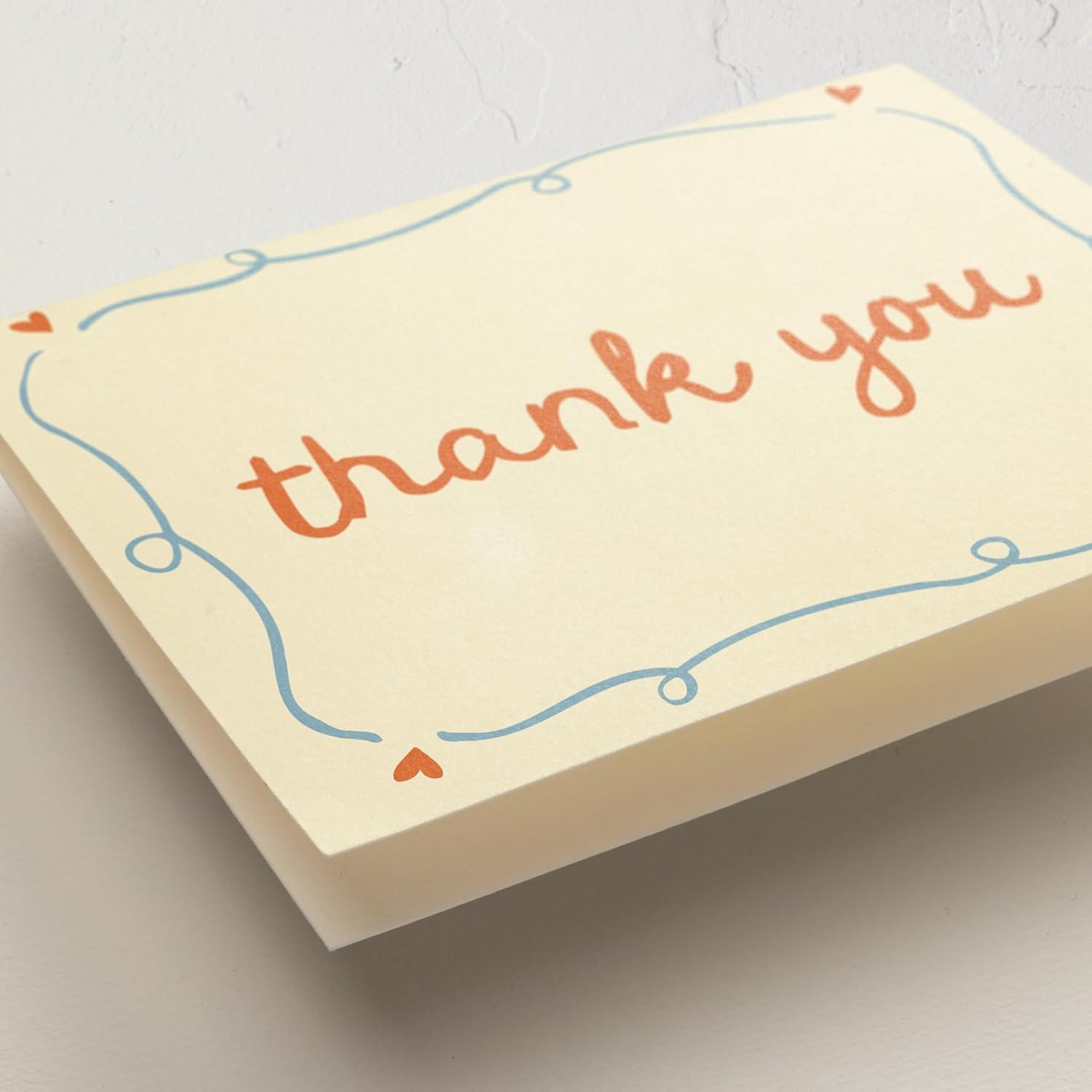 imageMinted Thank You Cards Pack Set of 10 Folded Thank You Cards with Envelopes Blank Card Luxe Script Design in Cream amp Blue Luxurious Paper Designed by Independent Artists Wedding or Everyday UseCin Cin