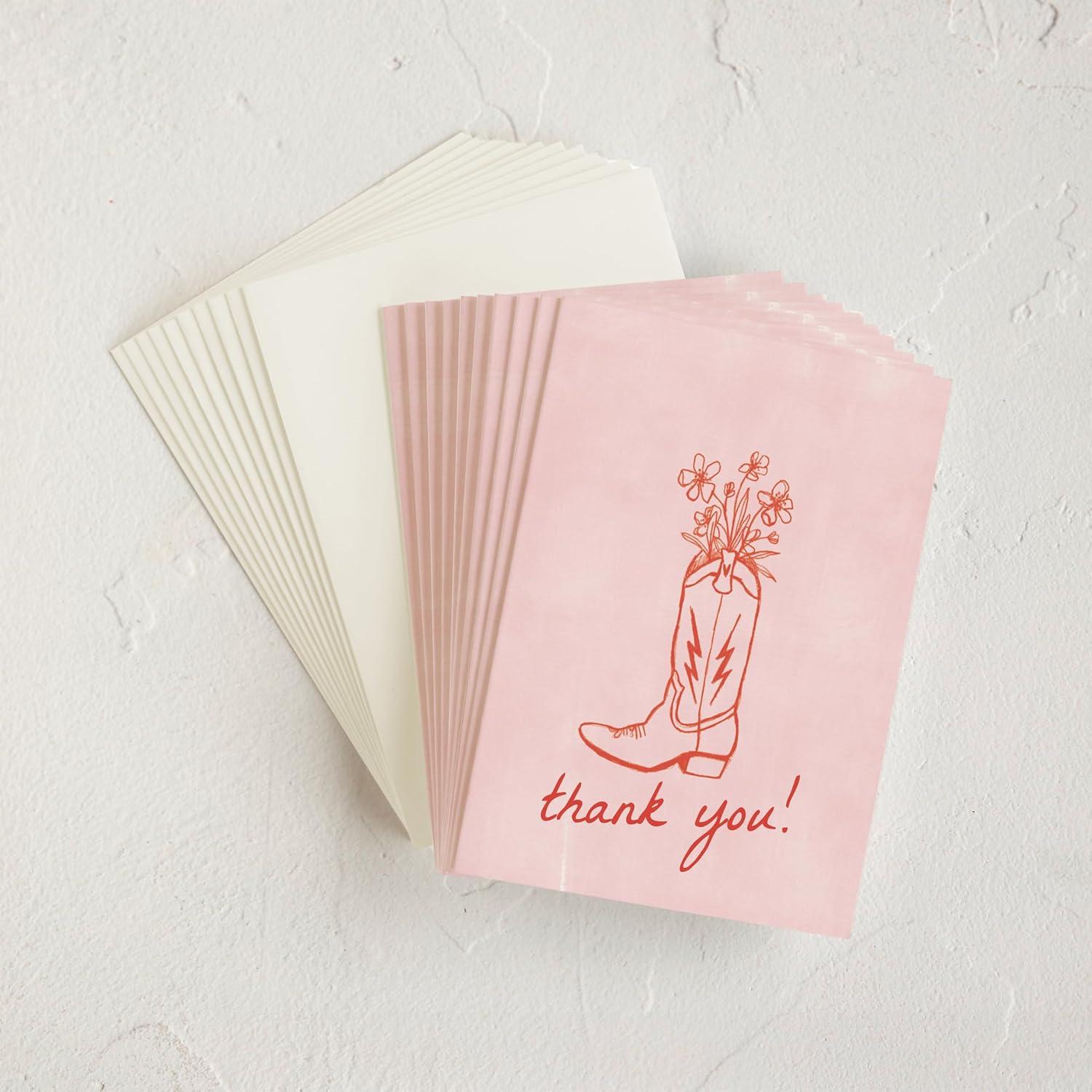 imageMinted Thank You Cards Pack Set of 10 Folded Thank You Cards with Envelopes Blank Card Luxe Script Design in Cream amp Blue Luxurious Paper Designed by Independent Artists Wedding or Everyday UseParty Boots