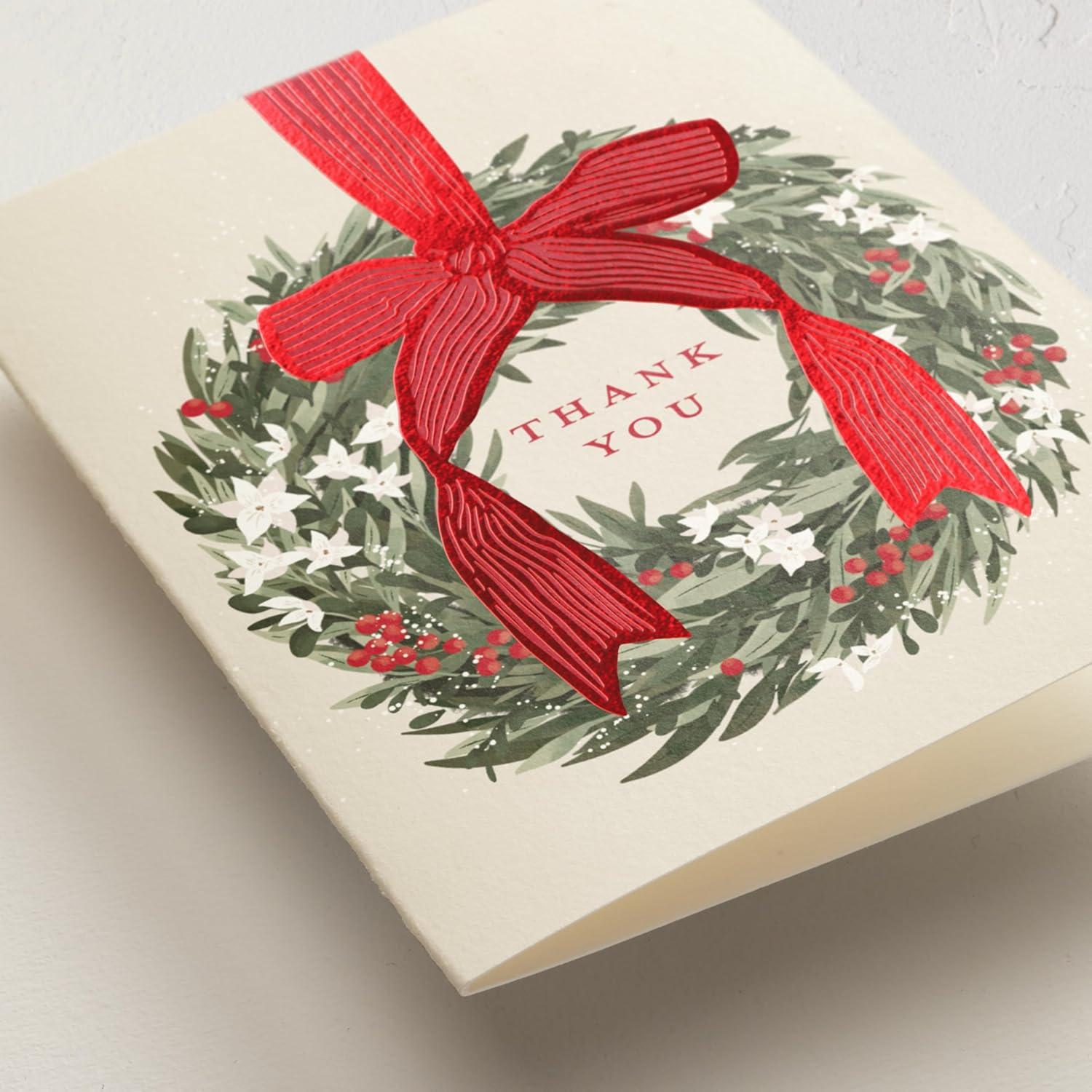 imageMinted Thank You Cards Pack Set of 10 Folded Thank You Cards with Envelopes Blank Card Luxe Script Design in Cream amp Blue Luxurious Paper Designed by Independent Artists Wedding or Everyday Use1 Holiday Wreath