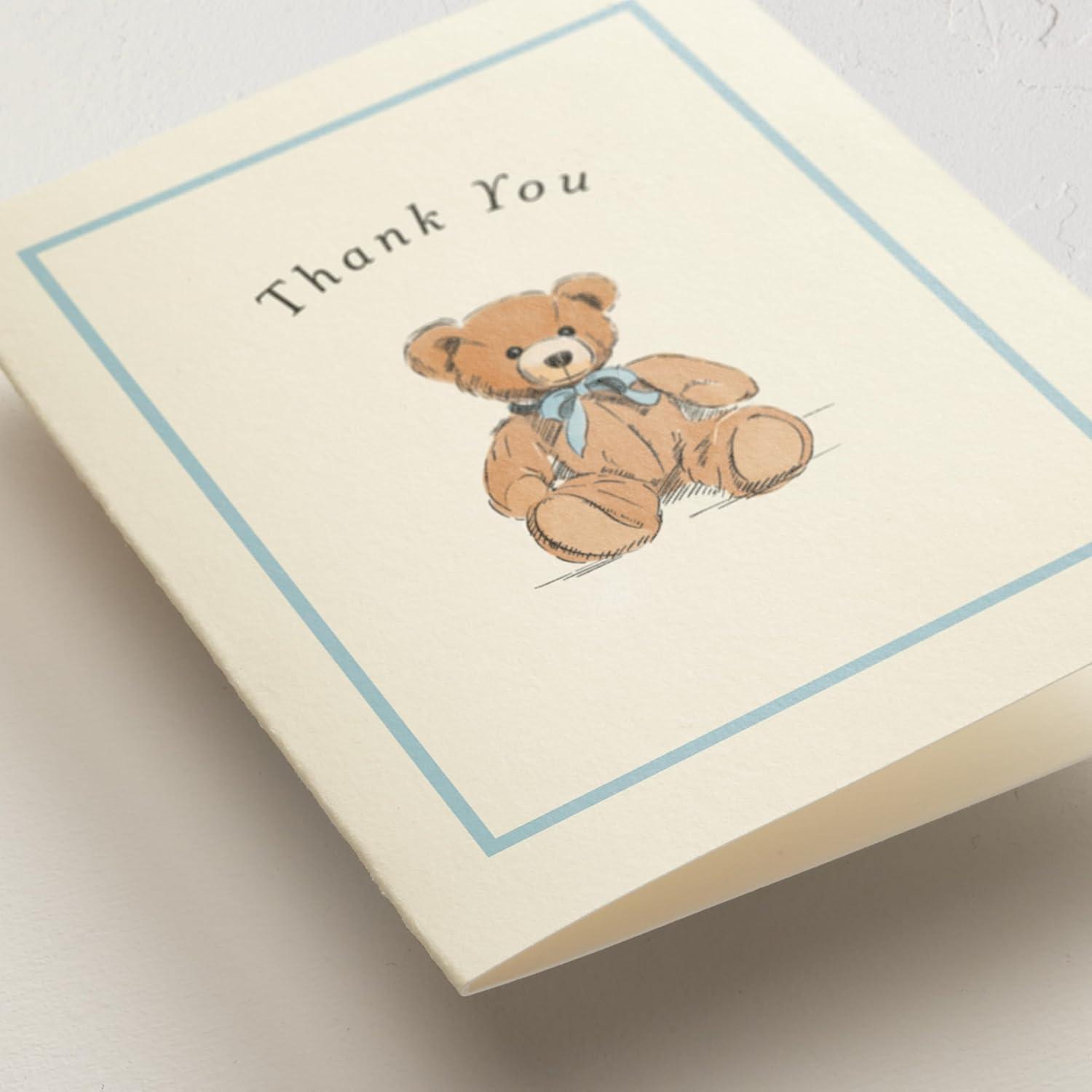 imageMinted Thank You Cards Pack Set of 10 Folded Thank You Cards with Envelopes Blank Card Luxe Script Design in Cream amp Blue Luxurious Paper Designed by Independent Artists Wedding or Everyday UseAntique Teddy bear