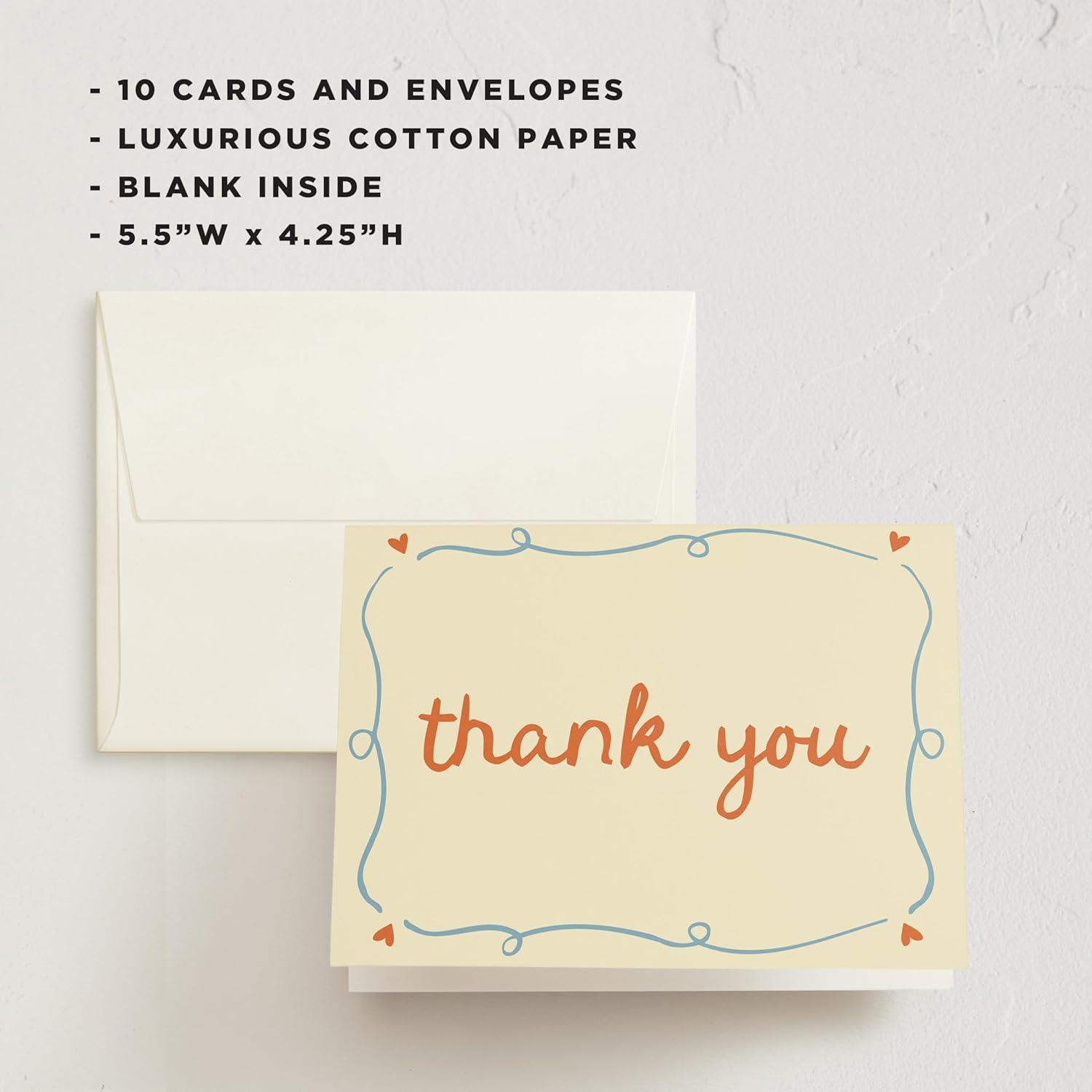 imageMinted Thank You Cards Pack Set of 10 Folded Thank You Cards with Envelopes Blank Card Luxe Script Design in Cream amp Blue Luxurious Paper Designed by Independent Artists Wedding or Everyday UseCin Cin