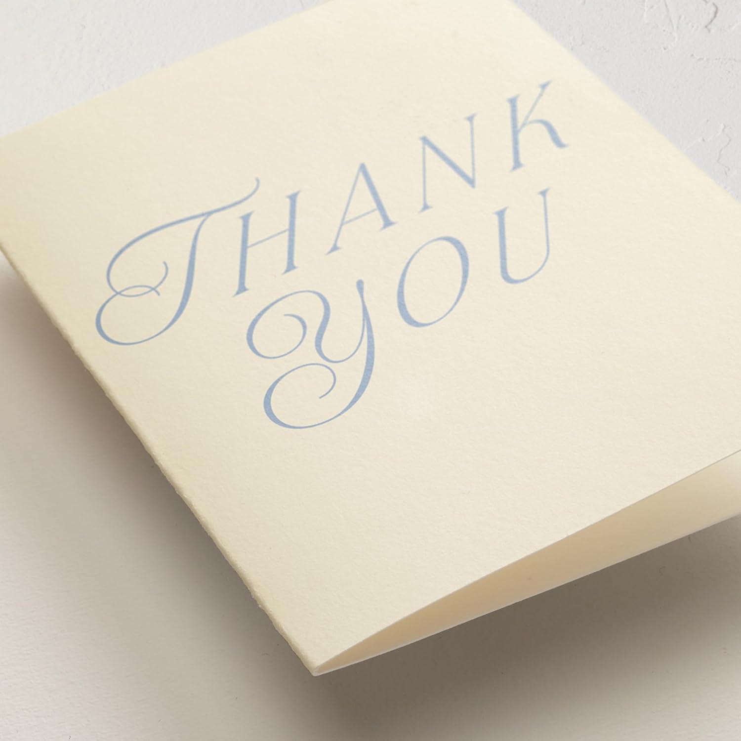 imageMinted Thank You Cards Pack Set of 10 Folded Thank You Cards with Envelopes Blank Card Luxe Script Design in Cream amp Blue Luxurious Paper Designed by Independent Artists Wedding or Everyday UseLuxe