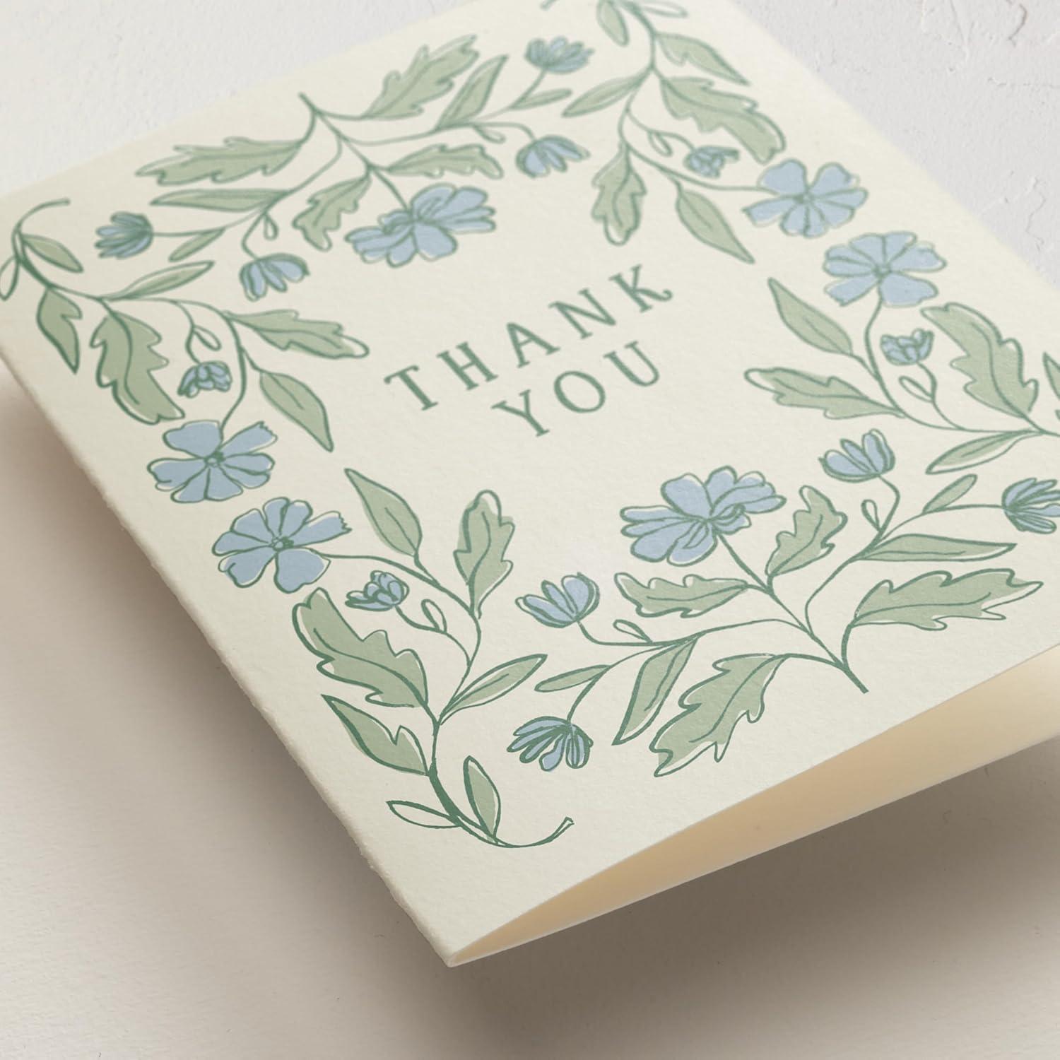 imageMinted Thank You Cards Pack Set of 10 Folded Thank You Cards with Envelopes Blank Card Luxe Script Design in Cream amp Blue Luxurious Paper Designed by Independent Artists Wedding or Everyday UseBotanical