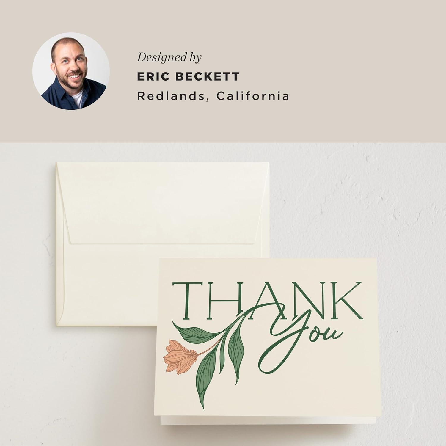 imageMinted Thank You Cards Pack Set of 10 Folded Thank You Cards with Envelopes Blank Card Luxe Script Design in Cream amp Blue Luxurious Paper Designed by Independent Artists Wedding or Everyday UseCharming