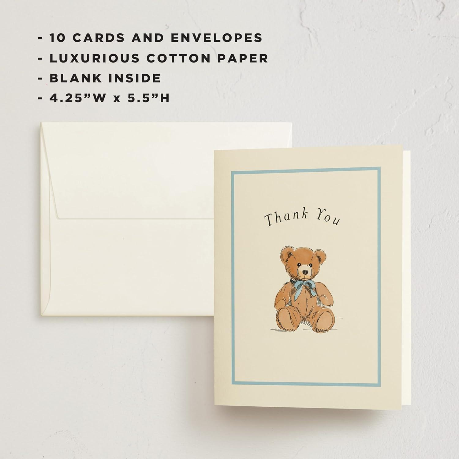 imageMinted Thank You Cards Pack Set of 10 Folded Thank You Cards with Envelopes Blank Card Luxe Script Design in Cream amp Blue Luxurious Paper Designed by Independent Artists Wedding or Everyday UseAntique Teddy bear