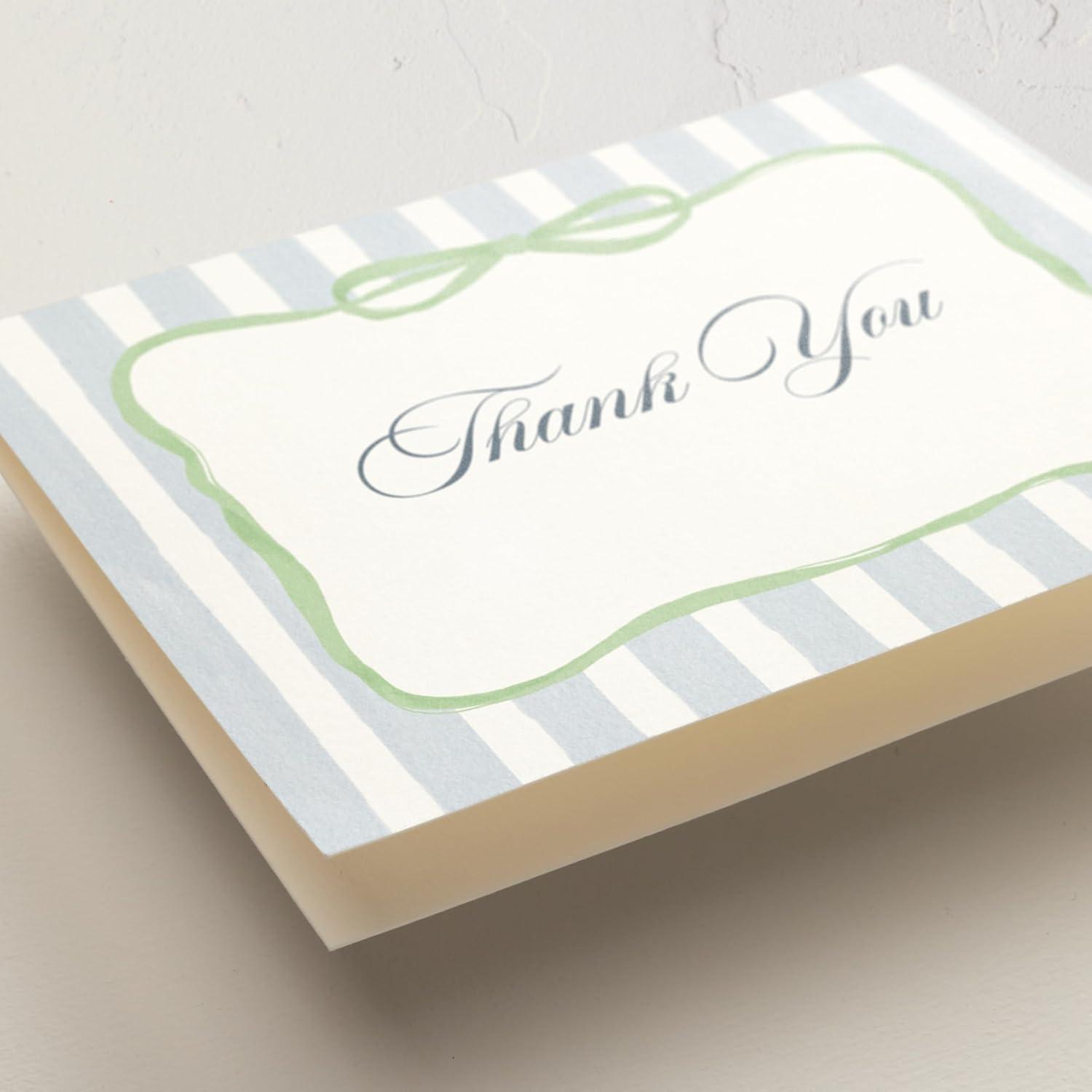 imageMinted Thank You Cards Pack Set of 10 Folded Thank You Cards with Envelopes Blank Card Luxe Script Design in Cream amp Blue Luxurious Paper Designed by Independent Artists Wedding or Everyday UseCelina Green