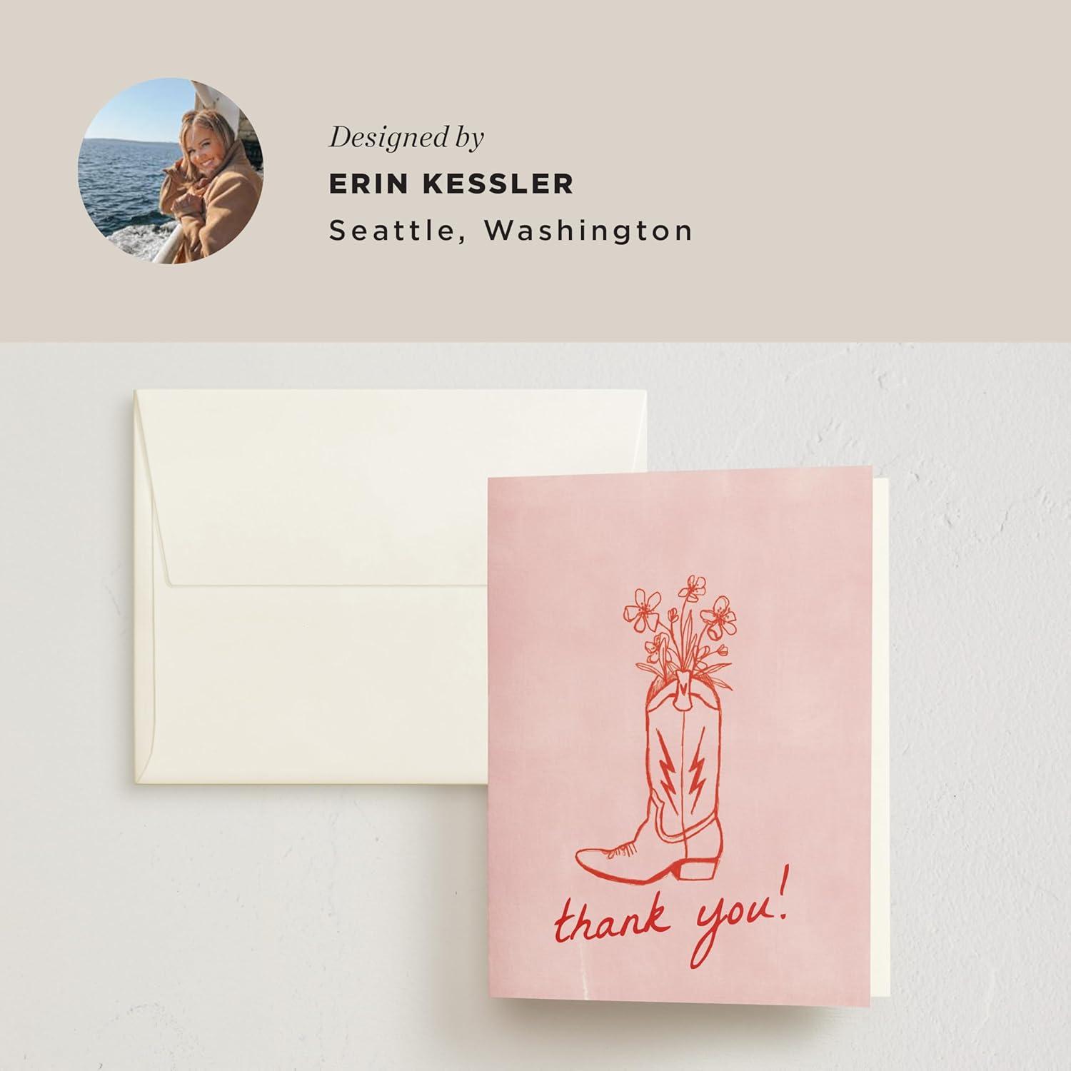 imageMinted Thank You Cards Pack Set of 10 Folded Thank You Cards with Envelopes Blank Card Luxe Script Design in Cream amp Blue Luxurious Paper Designed by Independent Artists Wedding or Everyday UseParty Boots