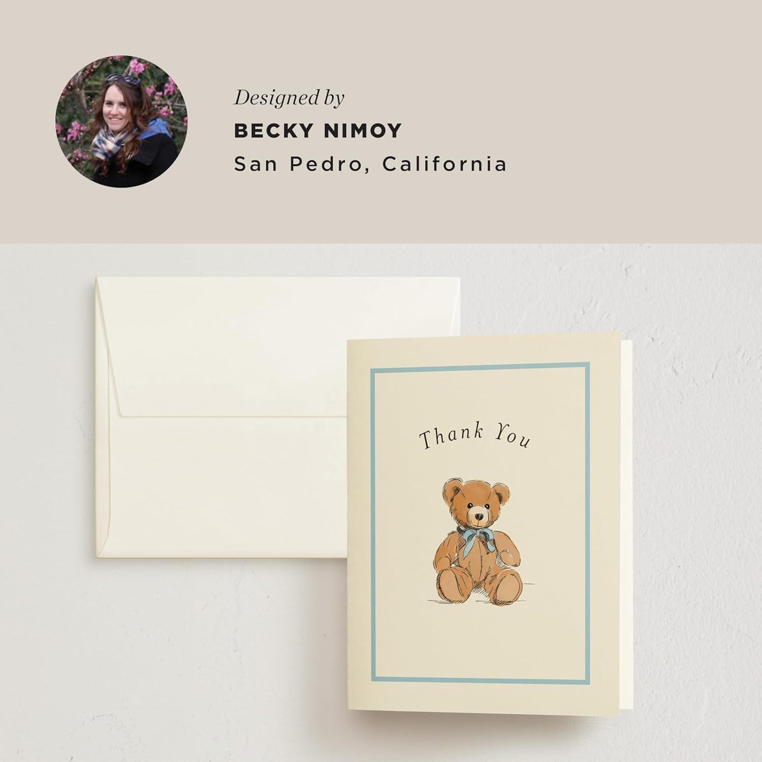 imageMinted Thank You Cards Pack Set of 10 Folded Thank You Cards with Envelopes Blank Card Luxe Script Design in Cream amp Blue Luxurious Paper Designed by Independent Artists Wedding or Everyday UseAntique Teddy bear