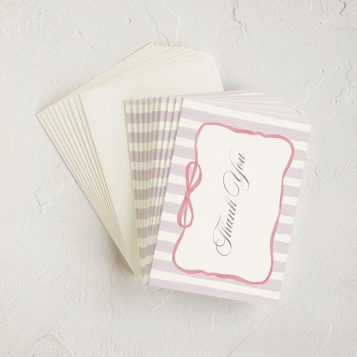 imageMinted Thank You Cards Pack Set of 10 Folded Thank You Cards with Envelopes Blank Card Luxe Script Design in Cream amp Blue Luxurious Paper Designed by Independent Artists Wedding or Everyday UseCelina Pink