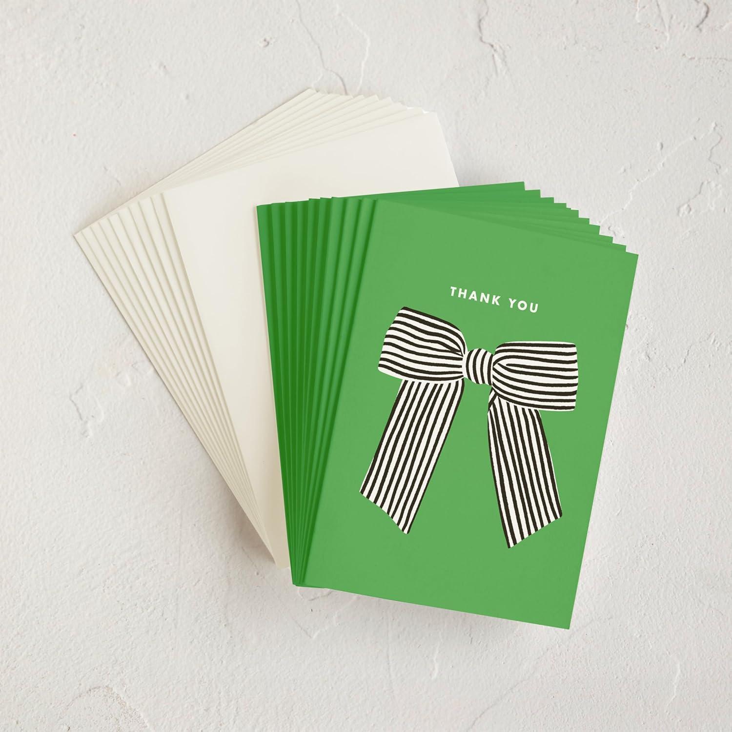 imageMinted Thank You Cards Pack Set of 10 Folded Thank You Cards with Envelopes Blank Card Luxe Script Design in Cream amp Blue Luxurious Paper Designed by Independent Artists Wedding or Everyday UseStriped Bow