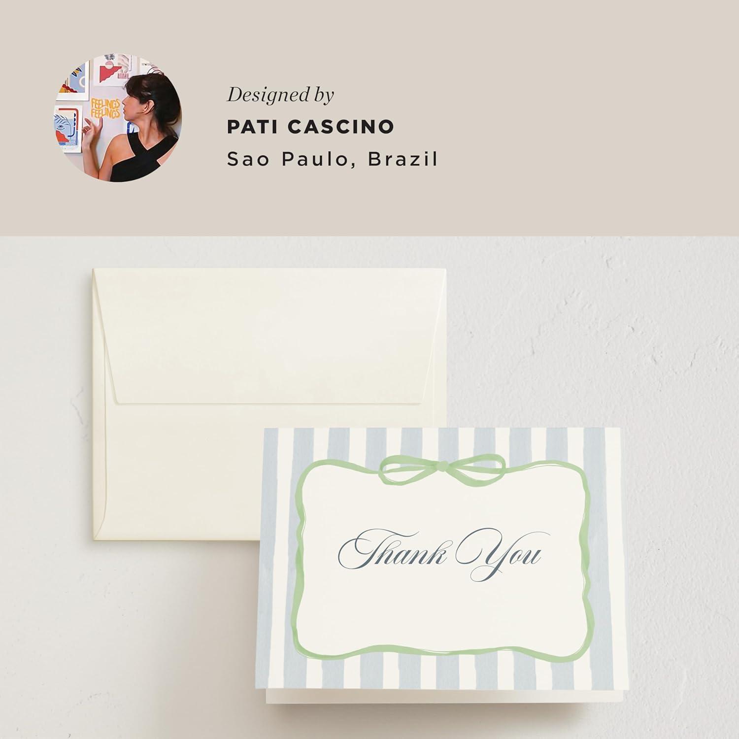 imageMinted Thank You Cards Pack Set of 10 Folded Thank You Cards with Envelopes Blank Card Luxe Script Design in Cream amp Blue Luxurious Paper Designed by Independent Artists Wedding or Everyday UseCelina Green