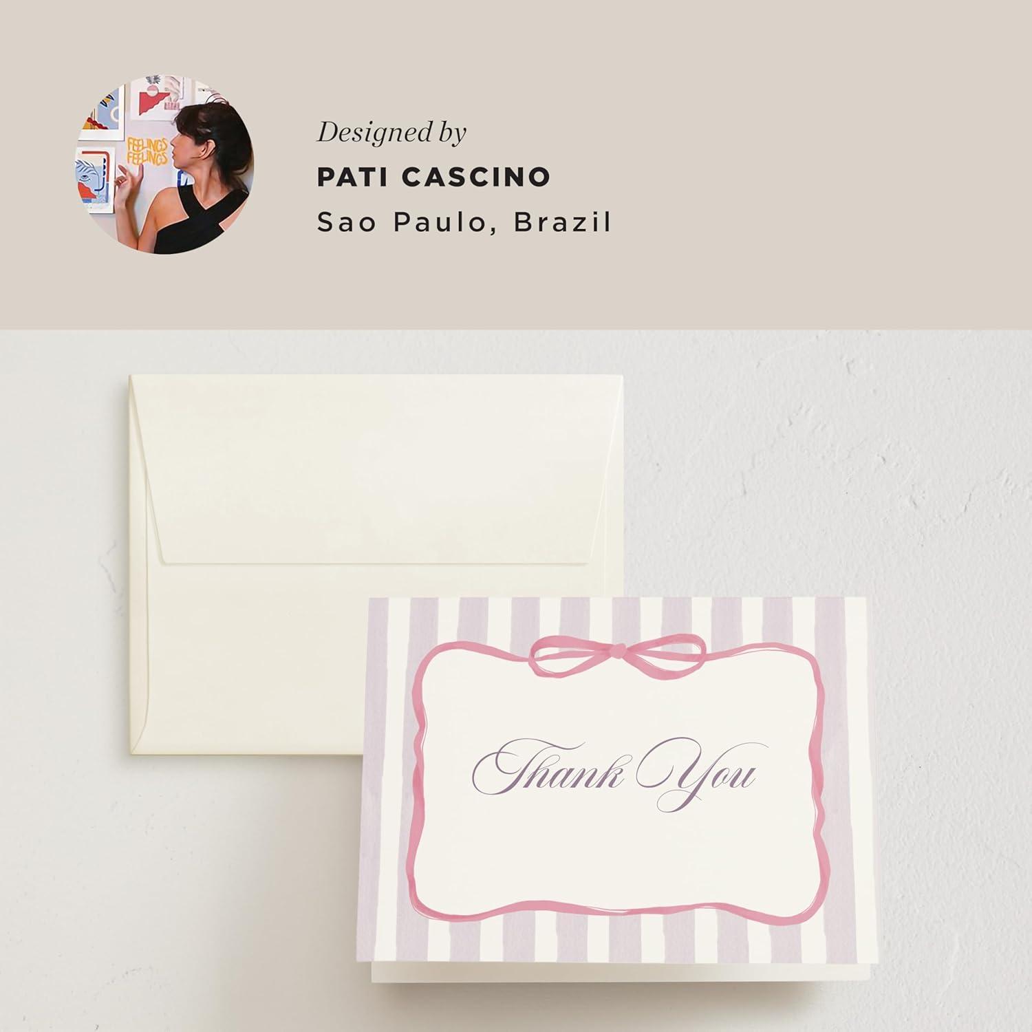 imageMinted Thank You Cards Pack Set of 10 Folded Thank You Cards with Envelopes Blank Card Luxe Script Design in Cream amp Blue Luxurious Paper Designed by Independent Artists Wedding or Everyday UseCelina Pink