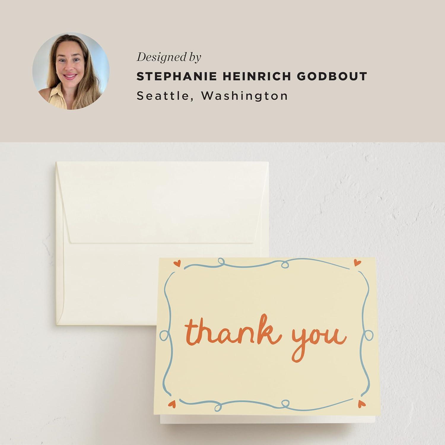 imageMinted Thank You Cards Pack Set of 10 Folded Thank You Cards with Envelopes Blank Card Luxe Script Design in Cream amp Blue Luxurious Paper Designed by Independent Artists Wedding or Everyday UseCin Cin