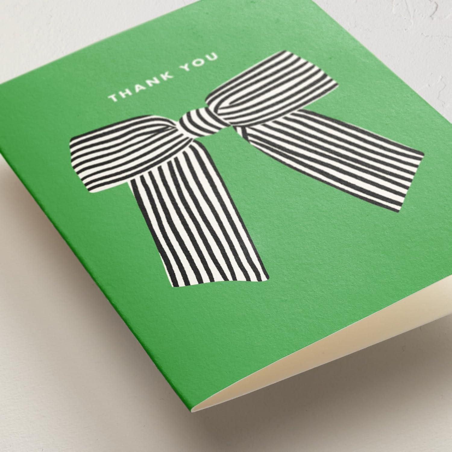 imageMinted Thank You Cards Pack Set of 10 Folded Thank You Cards with Envelopes Blank Card Luxe Script Design in Cream amp Blue Luxurious Paper Designed by Independent Artists Wedding or Everyday UseStriped Bow