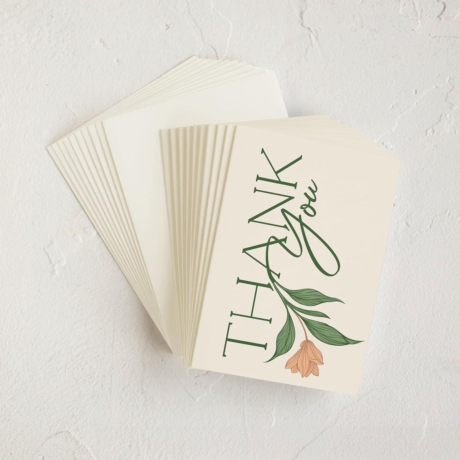 imageMinted Thank You Cards Pack Set of 10 Folded Thank You Cards with Envelopes Blank Card Luxe Script Design in Cream amp Blue Luxurious Paper Designed by Independent Artists Wedding or Everyday UseCharming