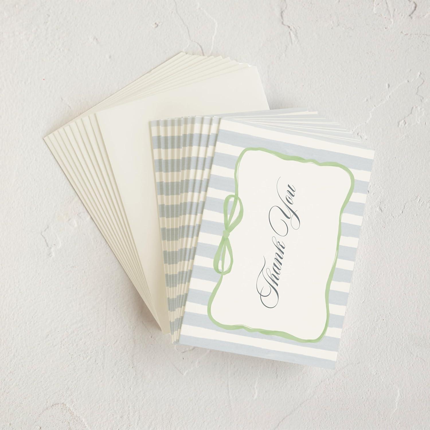 imageMinted Thank You Cards Pack Set of 10 Folded Thank You Cards with Envelopes Blank Card Luxe Script Design in Cream amp Blue Luxurious Paper Designed by Independent Artists Wedding or Everyday UseCelina Green