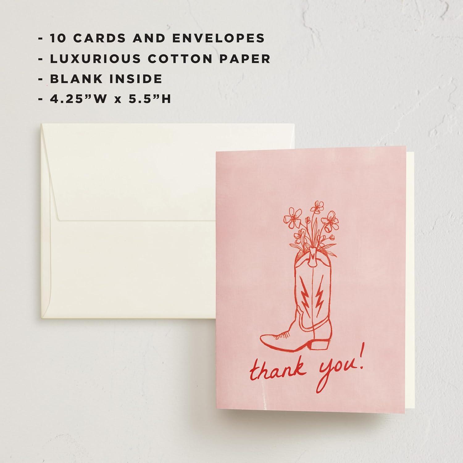 imageMinted Thank You Cards Pack Set of 10 Folded Thank You Cards with Envelopes Blank Card Luxe Script Design in Cream amp Blue Luxurious Paper Designed by Independent Artists Wedding or Everyday UseParty Boots