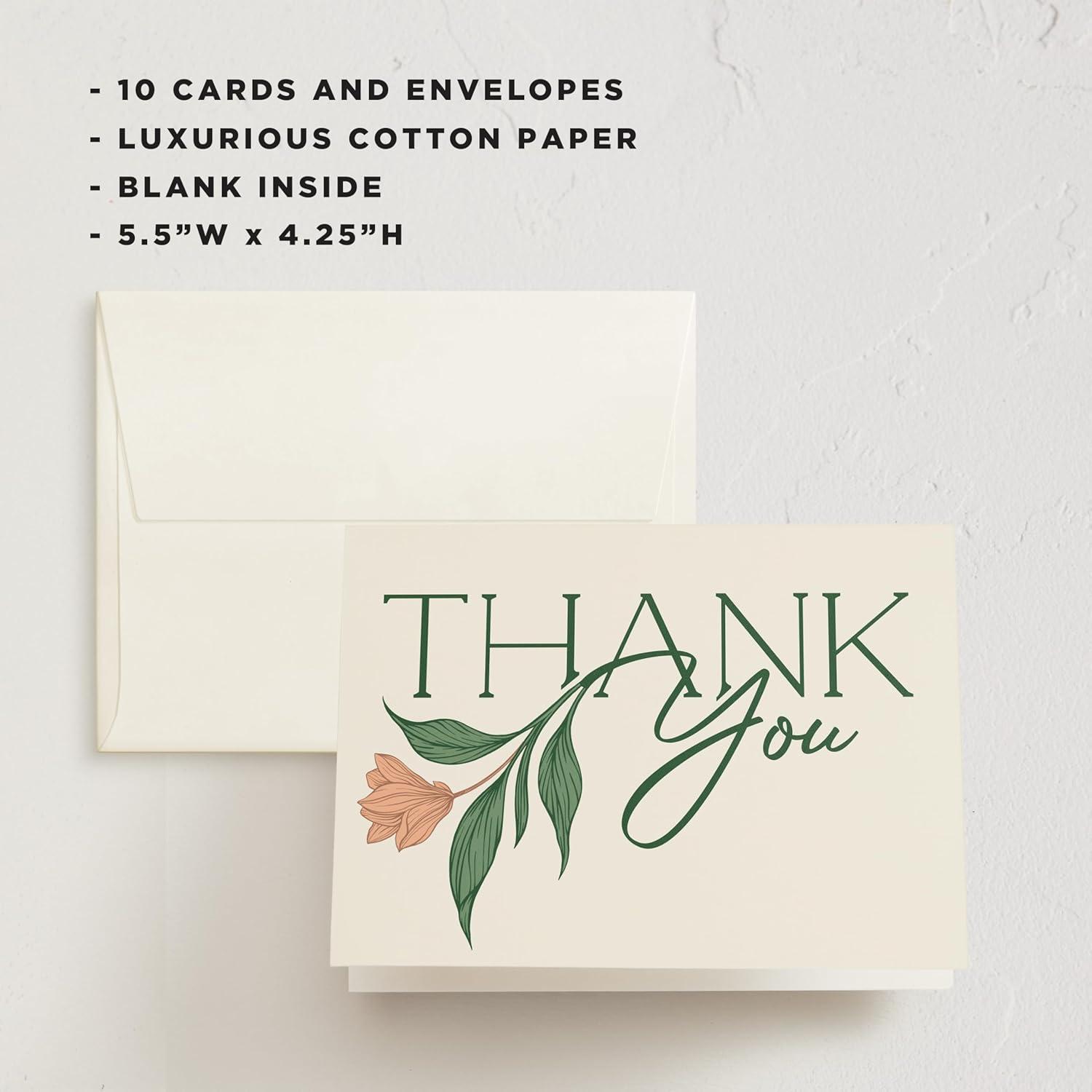 imageMinted Thank You Cards Pack Set of 10 Folded Thank You Cards with Envelopes Blank Card Luxe Script Design in Cream amp Blue Luxurious Paper Designed by Independent Artists Wedding or Everyday UseCharming