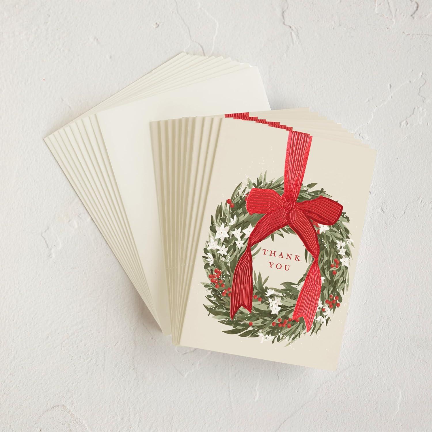 imageMinted Thank You Cards Pack Set of 10 Folded Thank You Cards with Envelopes Blank Card Luxe Script Design in Cream amp Blue Luxurious Paper Designed by Independent Artists Wedding or Everyday Use1 Holiday Wreath