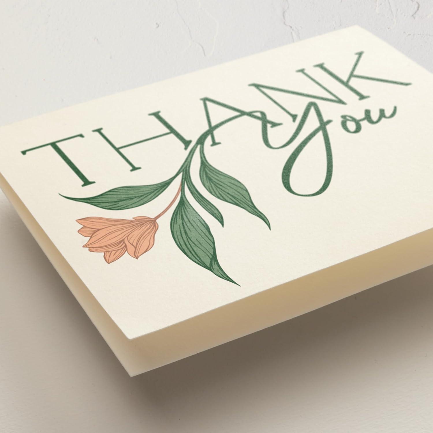 imageMinted Thank You Cards Pack Set of 10 Folded Thank You Cards with Envelopes Blank Card Luxe Script Design in Cream amp Blue Luxurious Paper Designed by Independent Artists Wedding or Everyday UseCharming