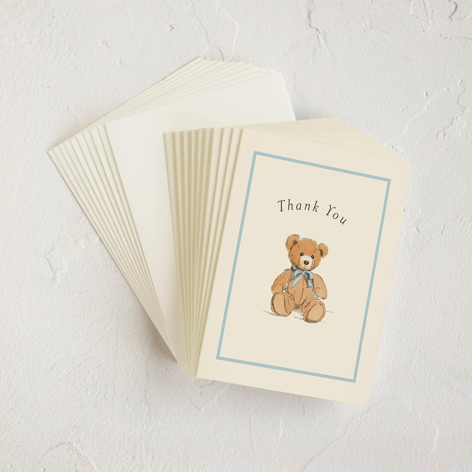 imageMinted Thank You Cards Pack Set of 10 Folded Thank You Cards with Envelopes Blank Card Luxe Script Design in Cream amp Blue Luxurious Paper Designed by Independent Artists Wedding or Everyday UseAntique Teddy bear
