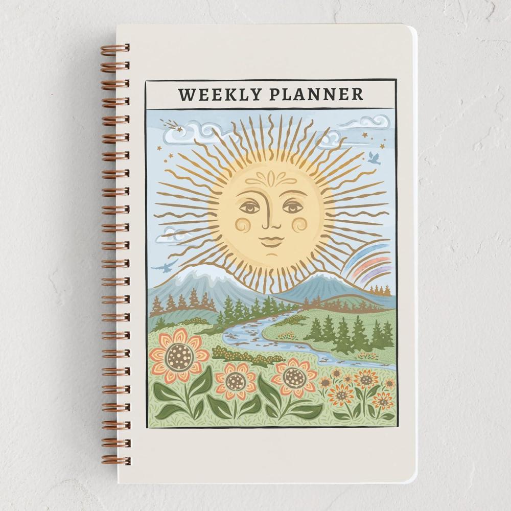 imageMinted Birds 2026 Weekly amp Monthly Undated Planner 55 x 85 Minimalist Spiral Bound Planner Notebook 132 Pages Elegant Undated Calendar Organizer for Work School amp HomeGolden Sun Tarot Card