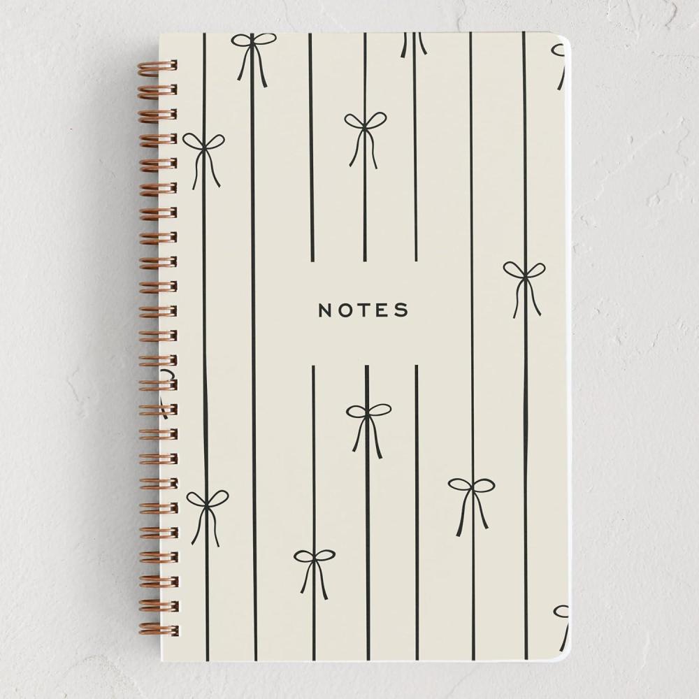 imageMinted Birds Notebook Writing Journal for Notes amp Journaling Durable Paper Cover Modern Aesthetic Colorful amp Simple Spiral Bound Journal Notebook with 160 Lined Pages 55 x 85Black Bow