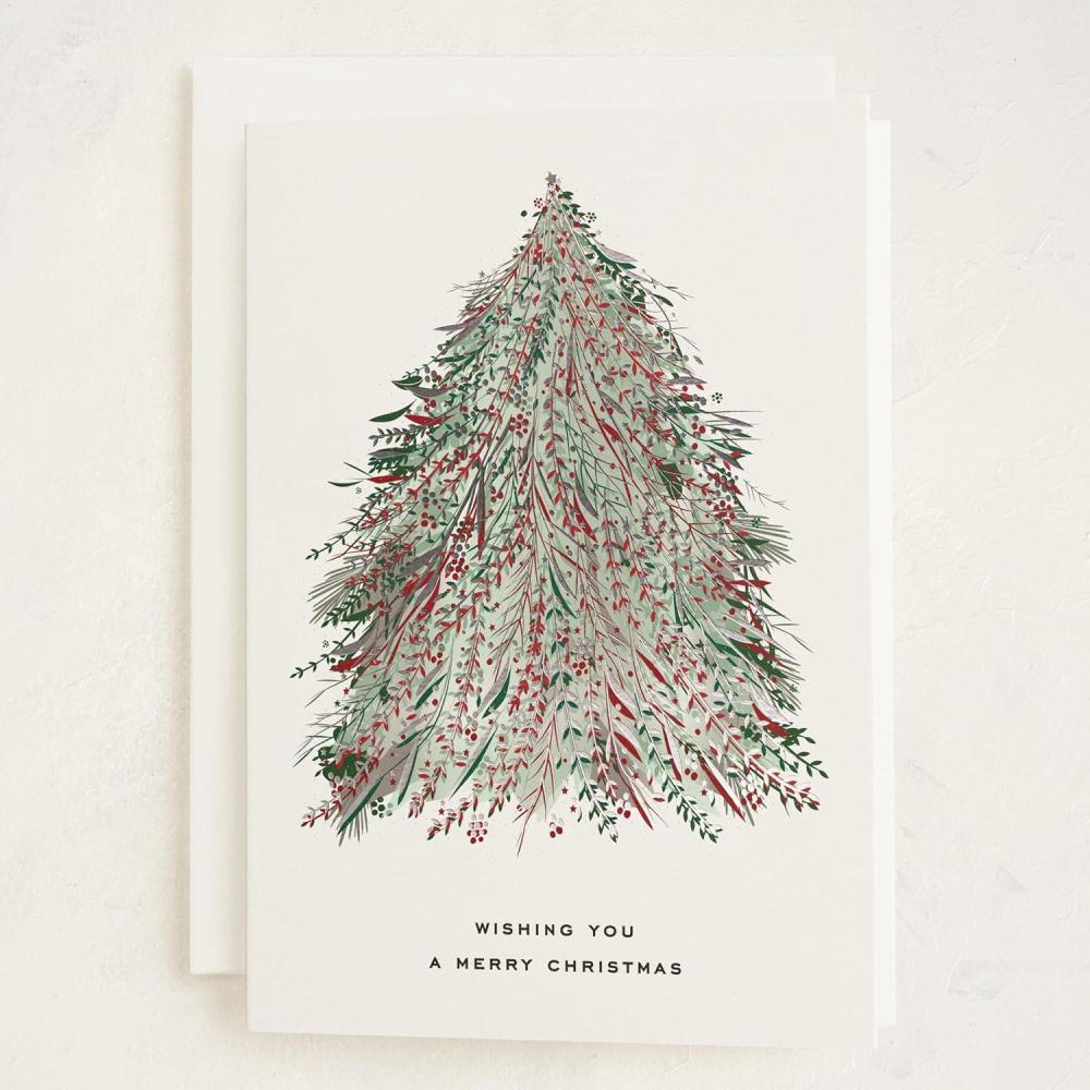 imageMinted Botanical Bow Holiday Cards 8 Cards with Envelopes Folded 5x7 Christmas Card with Red and White Illustrated Ribbon Design Gold FoilPressed Luxurious Paper Interior Message IncludedEnchanted