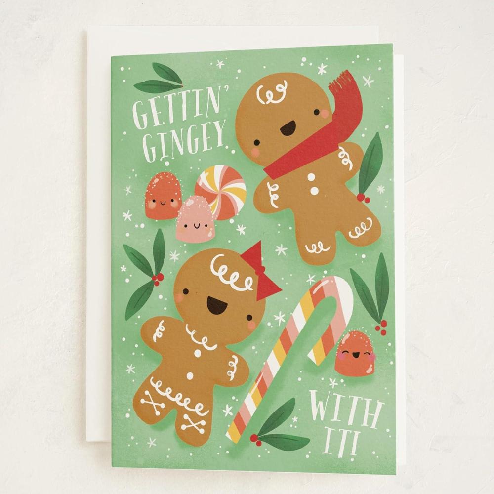 imageMinted Botanical Bow Holiday Cards 8 Cards with Envelopes Folded 5x7 Christmas Card with Red and White Illustrated Ribbon Design Gold FoilPressed Luxurious Paper Interior Message IncludedGettin Gingey With It