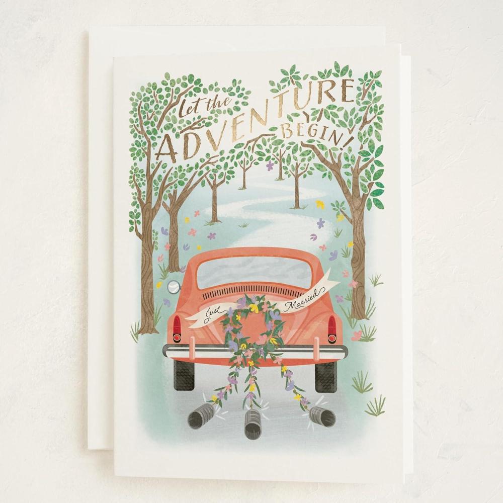 imageMinted Flower Cheers Wedding Card with Gold Foil Champagne Coupes Floral Garnish Illustration Elegant Toast Celebration Greeting for Newlyweds Engagement Bridal Shower Anniversary CongratulationsLovers Lane