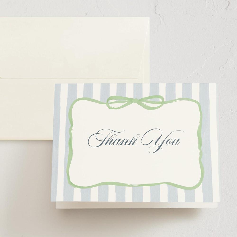 imageMinted Thank You Cards Pack Set of 10 Folded Thank You Cards with Envelopes Blank Card Luxe Script Design in Cream amp Blue Luxurious Paper Designed by Independent Artists Wedding or Everyday UseCelina Green