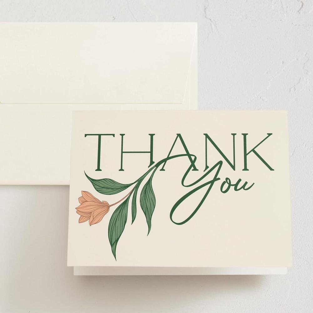 imageMinted Thank You Cards Pack Set of 10 Folded Thank You Cards with Envelopes Blank Card Luxe Script Design in Cream amp Blue Luxurious Paper Designed by Independent Artists Wedding or Everyday UseCharming