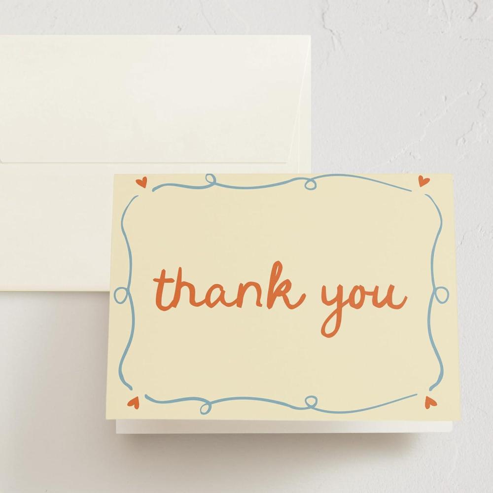 imageMinted Thank You Cards Pack Set of 10 Folded Thank You Cards with Envelopes Blank Card Luxe Script Design in Cream amp Blue Luxurious Paper Designed by Independent Artists Wedding or Everyday UseCin Cin