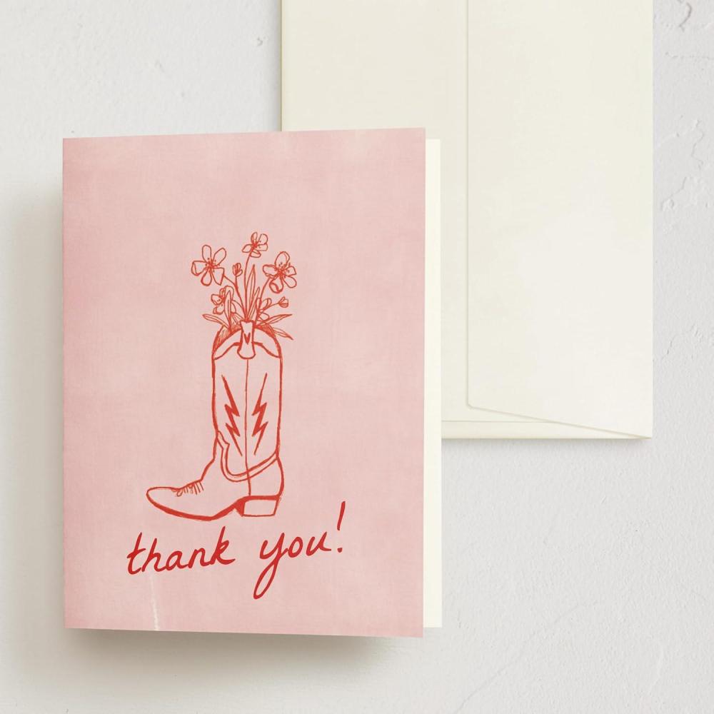 imageMinted Thank You Cards Pack Set of 10 Folded Thank You Cards with Envelopes Blank Card Luxe Script Design in Cream amp Blue Luxurious Paper Designed by Independent Artists Wedding or Everyday UseParty Boots