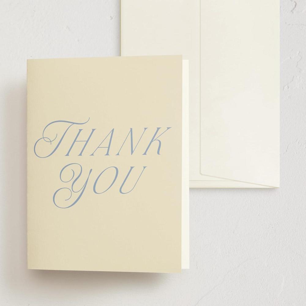 imageMinted Thank You Cards Pack Set of 10 Folded Thank You Cards with Envelopes Blank Card Luxe Script Design in Cream amp Blue Luxurious Paper Designed by Independent Artists Wedding or Everyday UseLuxe