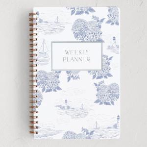 Minted Birds 2026 Weekly & Monthly Undated Planner, 5.5″ x 8.5″ Minimalist Spiral Bound Planner Notebook, 132 Pages, Elegant Undated Calendar Organizer for Work, School & Home(Coastal Toile)
