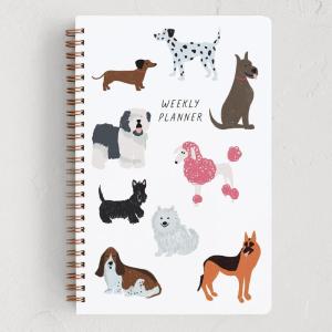 Minted Birds 2026 Weekly & Monthly Undated Planner, 5.5″ x 8.5″ Minimalist Spiral Bound Planner Notebook, 132 Pages, Elegant Undated Calendar Organizer for Work, School & Home(Pooches Gracias)