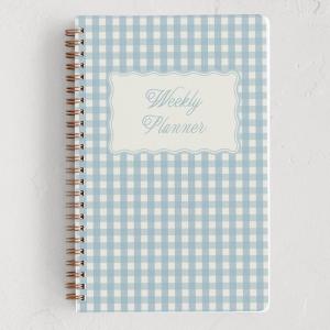 Minted Birds 2026 Weekly & Monthly Undated Planner, 5.5″ x 8.5″ Minimalist Spiral Bound Planner Notebook, 132 Pages, Elegant Undated Calendar Organizer for Work, School & Home(Scalloped Gingham)