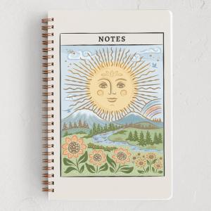 Minted Birds Notebook, Writing Journal for Notes & Journaling, Durable Paper Cover, Modern Aesthetic, Colorful & Simple Spiral Bound Journal Notebook with 160 Lined Pages, 5.5″ x 8.5″(Golden Sun Tarot Card)