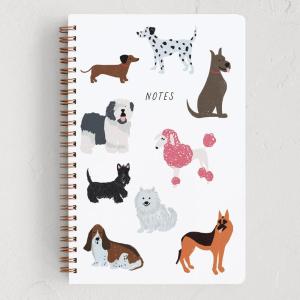 Minted Birds Notebook, Writing Journal for Notes & Journaling, Durable Paper Cover, Modern Aesthetic, Colorful & Simple Spiral Bound Journal Notebook with 160 Lined Pages, 5.5″ x 8.5″(Pooches Gracias)